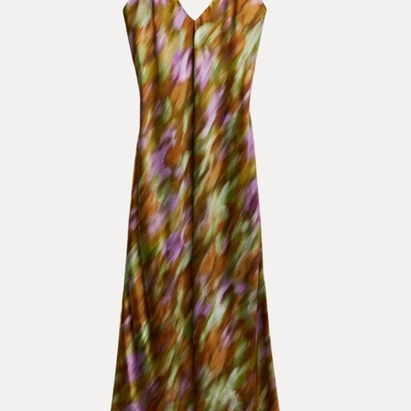 Zara Slip Dress Womens Small Tie Dye Satin Spaghetti Strap V Neck - Picture 6 of 9